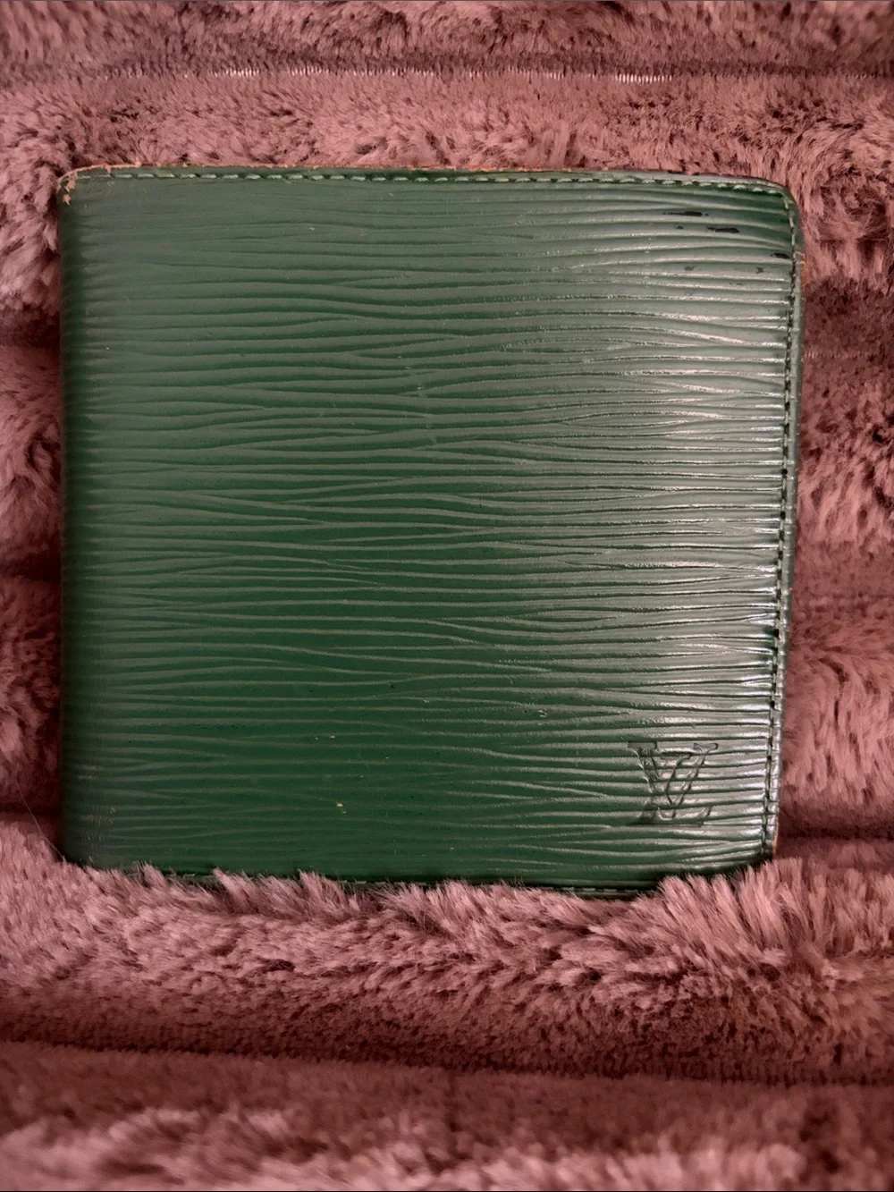 Louis Vuitton Dark Green Textured Bi-Fold Wallet